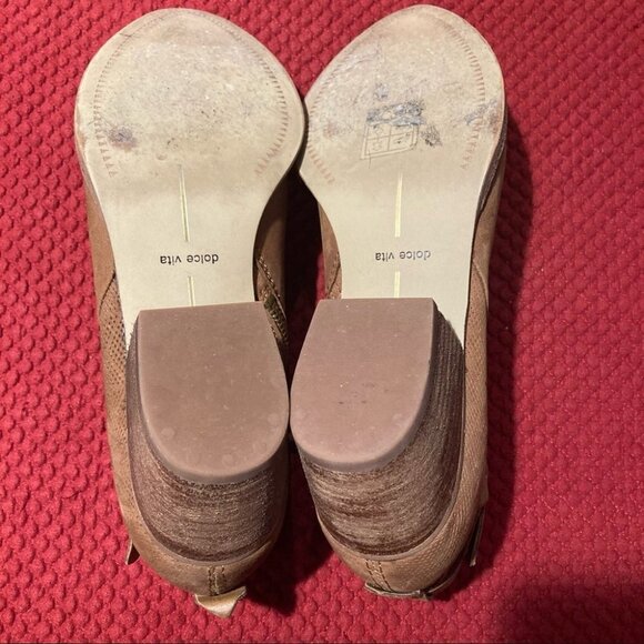 DOLCE VITA Sz 9 Western Style Stacked Heel Suede Leather Booties Inside Zipper - Picture 11 of 15